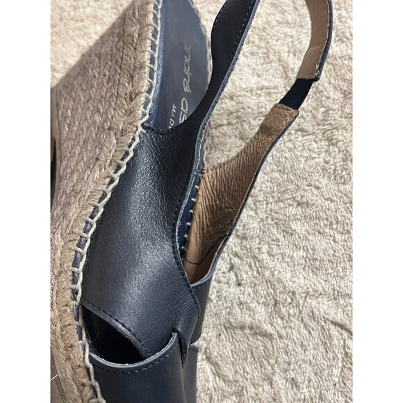 Andre Assous Women's Black Leather Espadrille Wedge Sandals Size 7. Made In Spai - Picture 11 of 11